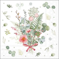Lot de 4 serviettes en papier découpage collage 33 cm BOUQUET EUCALYPTUS F 831