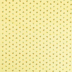 Tissu Coton Petites cerises jaunes et moutarde sur fond Vert anis