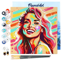 Mini Peinture par Numéro Figured'Art 20x20cm avec cadre Blonde Pop Art - Petit Format