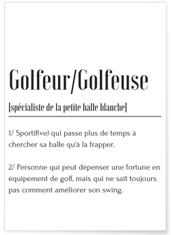 Affiche Définition Golfeur | A3 : 29,7x42cm