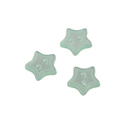 Lot de 3 boutons 2 trous étoile vert d'eau 13mm