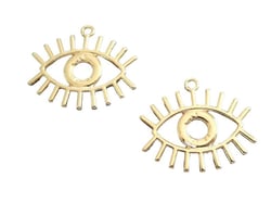2 Breloques Oeil porte-bonheur 26*22mm doré