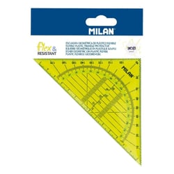 Equerre rapporteur - Géométrie - 14cm - Plastique résistant - Jaune - Milan