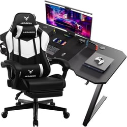 Chaise gaming avec bureau GTPLAYER - Tissu - Blanc - 51P x 70l x 135H cm
