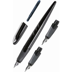 Stylo plume - Calligraphie - 3 plumes différentes - Rechargeable - ONLINE - Air Noir/Argent