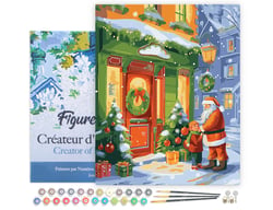Peinture par Numéro Figured'Art avec Cadre - Rencontre avec le Père Noël 2 - Kit de Loisir Créatif DIY Numéro d'Art Complet - 40x50cm toile tendue sur châssis