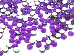 300 Perles Strass Cabochon Rond Strass Violet 3 mm Acrylique à coller - Dos Argenté