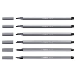 Lot de 6 feutres de dessin pointe moyenne 1 mm - STABILO - Gris foncé - PEN 68