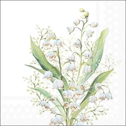 Lot de 4 serviettes en papier découpage collage 33 cm FLEUR MUGUET F 151