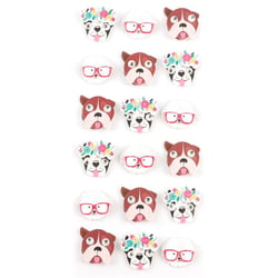 18 MINI STICKERS CHIENS 3D 20MM