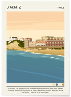 Affiche ville Biarritz Vintage | A3 : 29,7x42cm