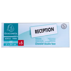 Lot de 5 chevalets double face horizontal A4 - Cristal - x 10 - Exacompta