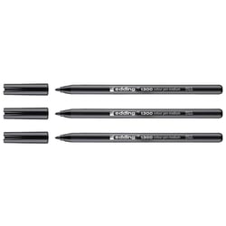 Lot de 3 feutres de coloriage pointe moyenne - EDDING - Noir - 1300