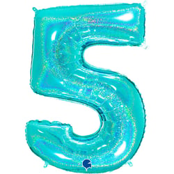 Ballon Géant Chiffre 5 Holographique Tiffany (102 cm)