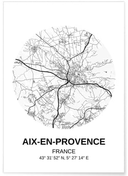 Affiche Carte Aix-en-Provence | A3 : 29,7x42cm