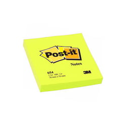 Notes repositionnables - Jaune fluo - 75x75mm - Pense-bête - Mémo - Post-it