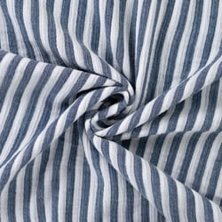 Tissu Double gaze de Coton Double face Rayures Bleu marine sur fond Blanc