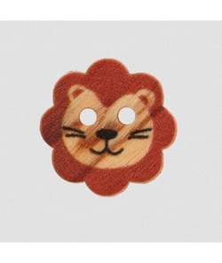 Bouton en bois 2 trous Prym – Ø 15 mm – Motif animaux sauvages en bois d’olivier naturel 020 Lion