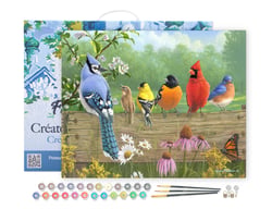 Peinture par Numéro Figured'Art avec Cadre - Oiseaux sur la barrière - Kit de Loisir Créatif DIY Numéro d'Art - 40x50cm toile tendue sur châssis