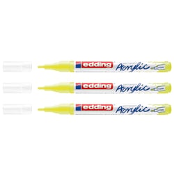 Lot de 3 marqueurs peinture acrylique pointe fine 1-2 mm - EDDING - Jaune fluorescent