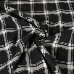 Tissu Coton légèrement smocké à carreaux Noir