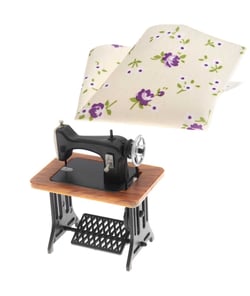 Machine à coudre miniature avec tissu, 4,5 x 3 x 5 cm pour le monde des lutins - Rico Design Noir vendu au mètre