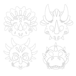 MégaCréa DIY - Masque pour enfant à colorier Dinosaure 4 pièces