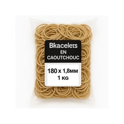 Bracelets en caoutchouc - Naturel - 180mm diamètre x 1,8mm - Sachet 1kg - Wonday