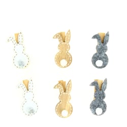 6 Pinces Lapins (5 cm) - Bois