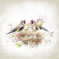 Lot de 4 serviettes en papier découpage collage 33 cm OISEAU NID OEUF O 209