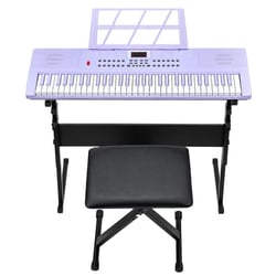 LALAHO - GEP-110 - Piano numérique 61 touches violet - Support et banc inclus