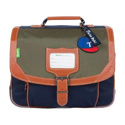 Cartable - Tann's - Bleu/Kaki - Maternelle - Primaire - 32x27x12cm - Axel