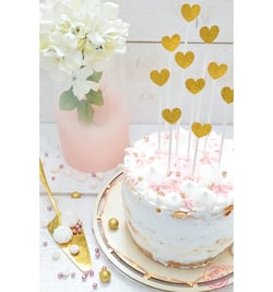 10 cake toppers cœurs dorés 20 cm