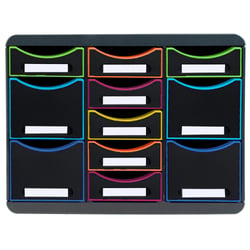 Moule de classement Storebox Multi 11 tiroirs Black Office - Noir/arlequin - Exacompta