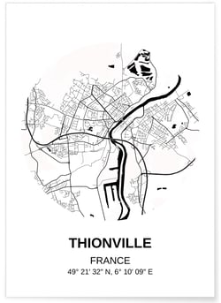 Affiche Carte Thionville | A3 : 29,7x42cm