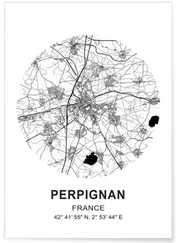 Affiche Carte Perpignan | A3 : 29,7x42cm