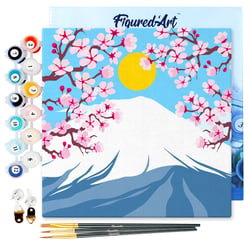 Mini Peinture par Numéro Figured'Art 20x20cm avec cadre Le Mont Fuji - Petit Format