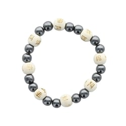 Bracelet Hématite Perles rondes 8 mm et Perles bois 1 cm - Omsaé