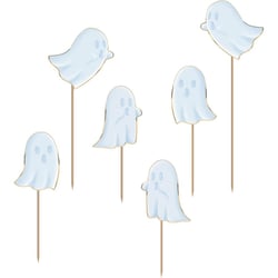 6 Cake Toppers - Fantôme Halloween Pastel