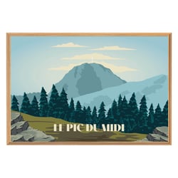 Tableau mural encadré illustration Pic du Midi 65x97 cm