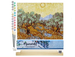 Peinture par Numéro Figured'Art - Van Gogh St Remy Oliviers - Kit de Loisir Créatif DIY Numéro d'Art Complet - 40x50cm toile roulée + châssis en bois à monter