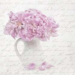 Lot de 4 serviettes en papier découpage collage 33 cm SAGEN VINTAGE ECRITURE PICHET ROSE