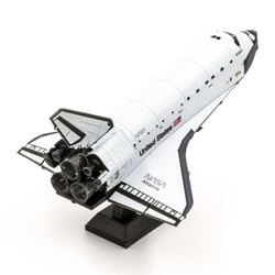 MetalEarth Espace: SPACE SHUTTLE ATLANTIS 11.43x7.11x5.84cm, maquette 3D en métal avec 2 feuilles multicolorées, sur carte 12x17cm, 14+
