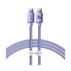 Baseus Câble USB-C vers USB-C 100W Série Crystal Shine Charge et Synchronisation 1,2m Lavande