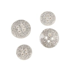 Lot de 3 boutons rond pailleté argent