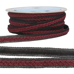 Bobine 20m Galon robe bicolore Bordeaux/noir 14mm