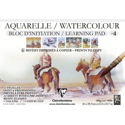 Bloc - Peinture aquarelle - A4 - Motifs imprimés à copier - Bloc initiation n°4 - Clairefontaine