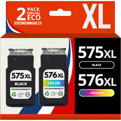Pack compatible CANON PG-575XL/CL-576XL 2 cartouches - 123CONSOMMABLES