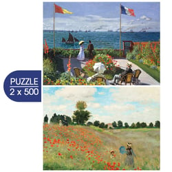 Puzzle 500 pièces - 2 Puzzles - L'Art de Monet : Terrasse à Sainte-Adresse, 1867 - Coquelicot, 1873 - Grafika