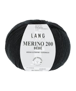 Pelote de laine à tricoter pour layette MERINO 200 BEBE - Lang Yarns 304 Noir
